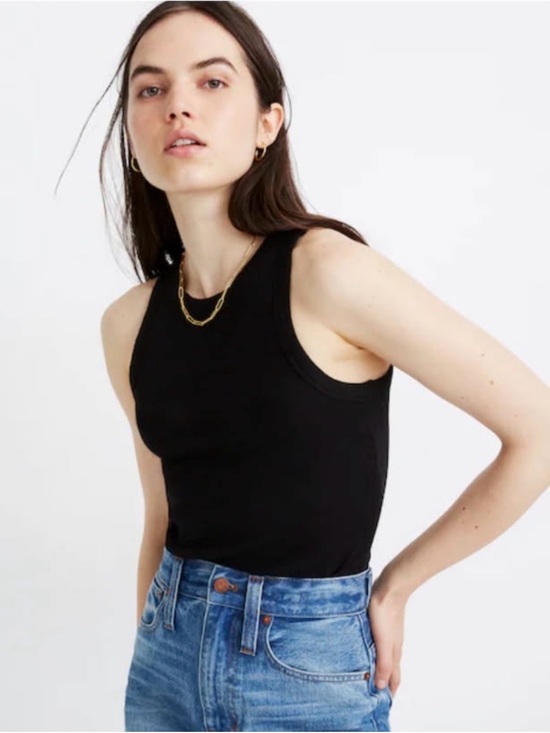 Madewell Tops - Madewell Textured Black Westville Tank Top XL